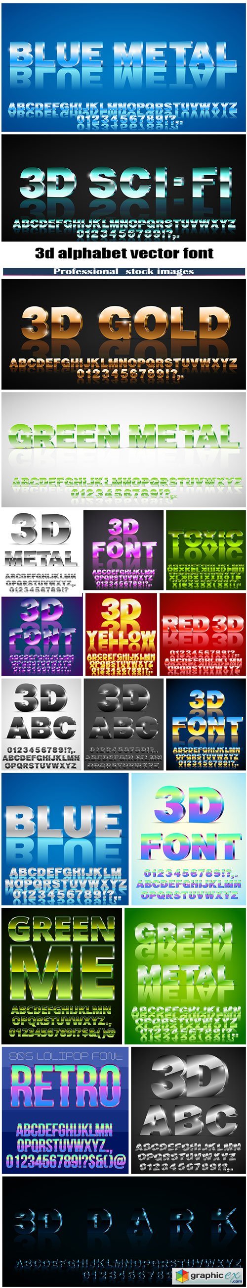3d alphabet vector font
