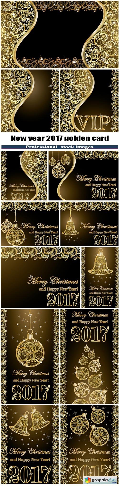 Merry Christmas and happy new year 2017 golden card