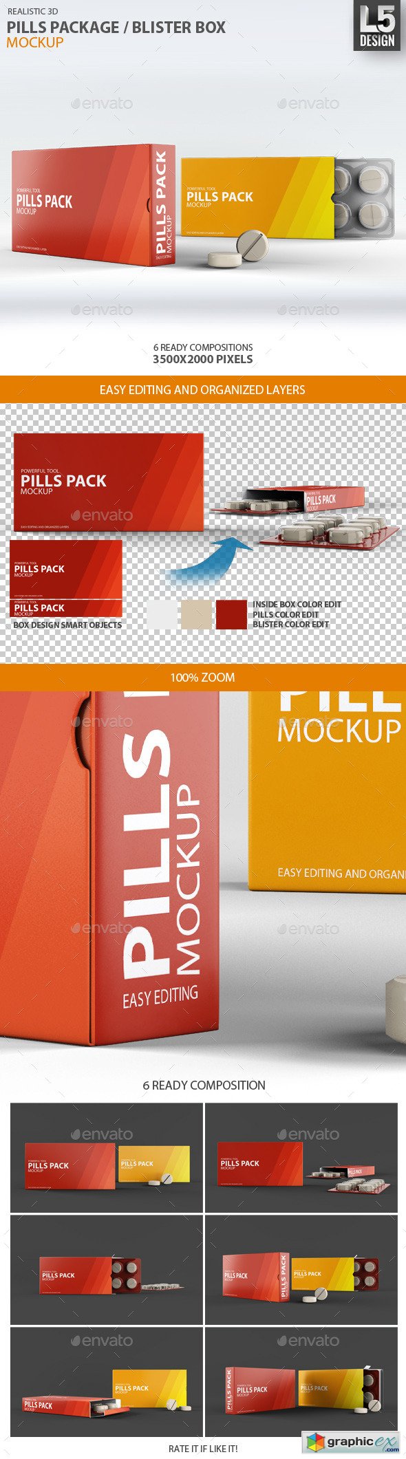 Pills Package Blister Box Mock-up
