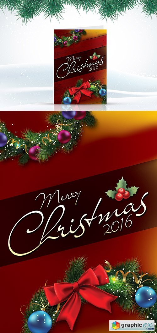 PSD Template - Christmas Greetings Card 2017