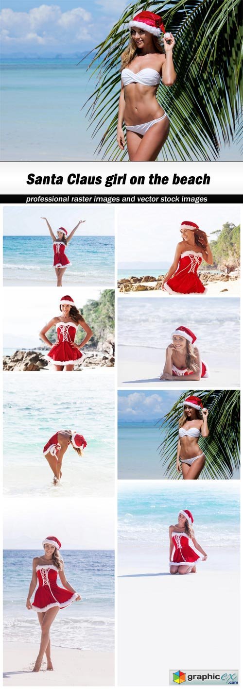 Santa Claus girl on the beach - 8 UHQ JPEG