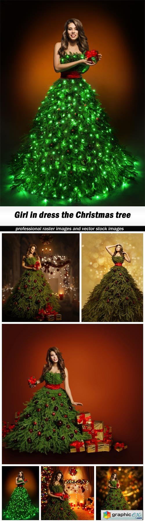 Girl in dress the Christmas tree - 6 UHQ JPEG