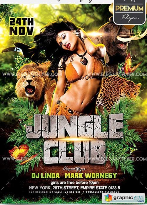 Jungle Club V5 Flyer PSD Template + Facebook Cover