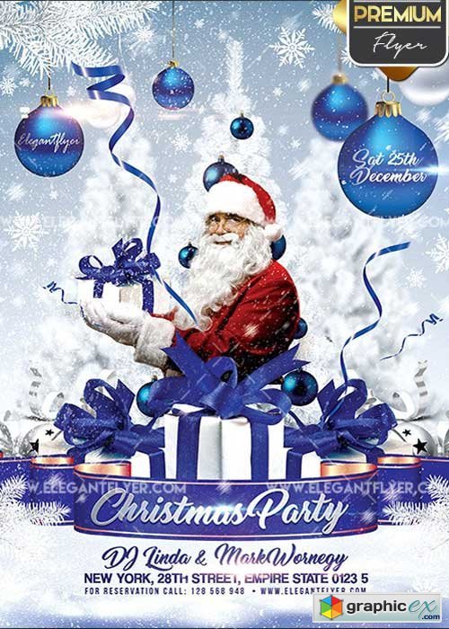 Christmas Party Invitation V3 Flyer PSD Template + Facebook Cover