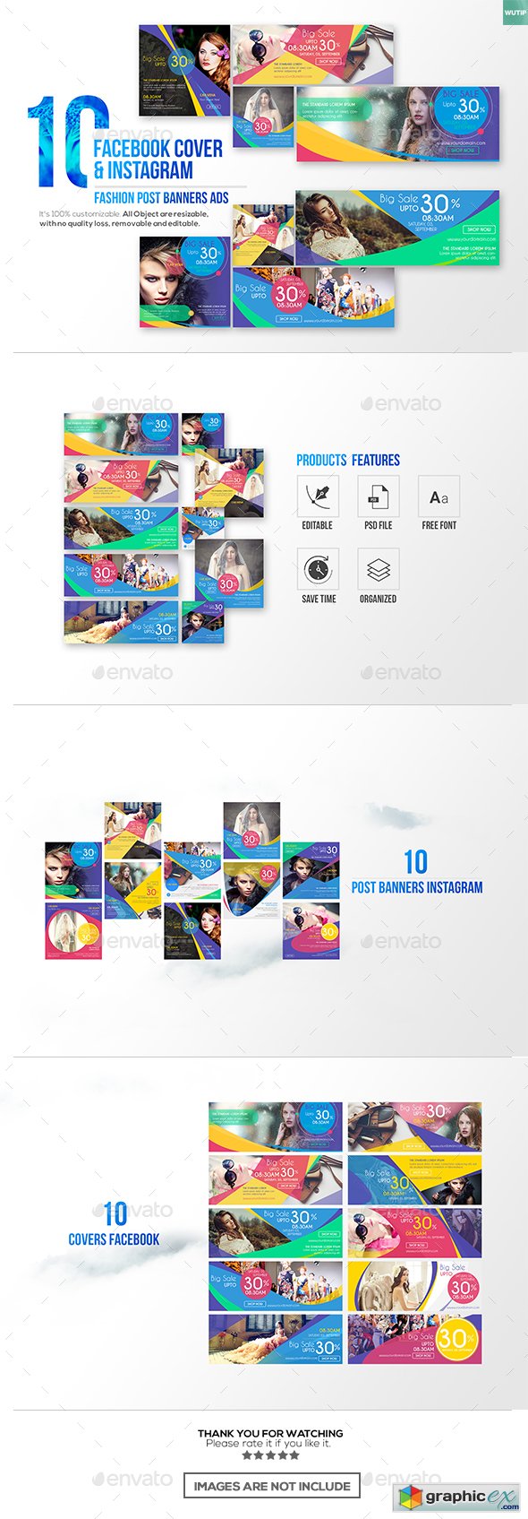 10 Facebook Cover & 10 Instagram Fashion Post Banners Ads