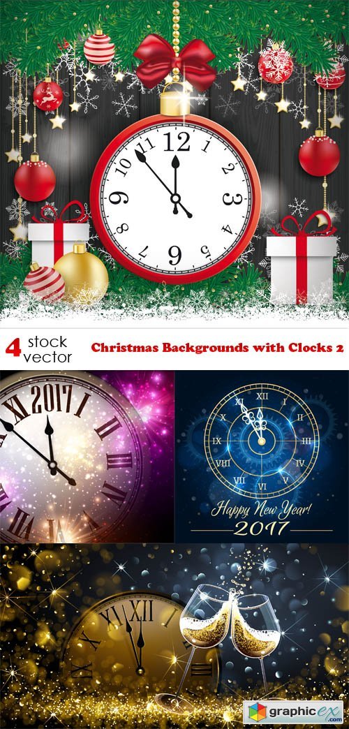 Christmas Backgrounds with Clocks 2