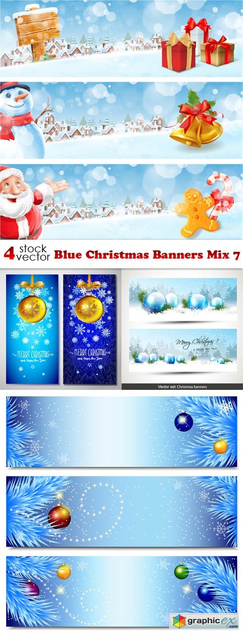 Blue Christmas Banners Mix 7