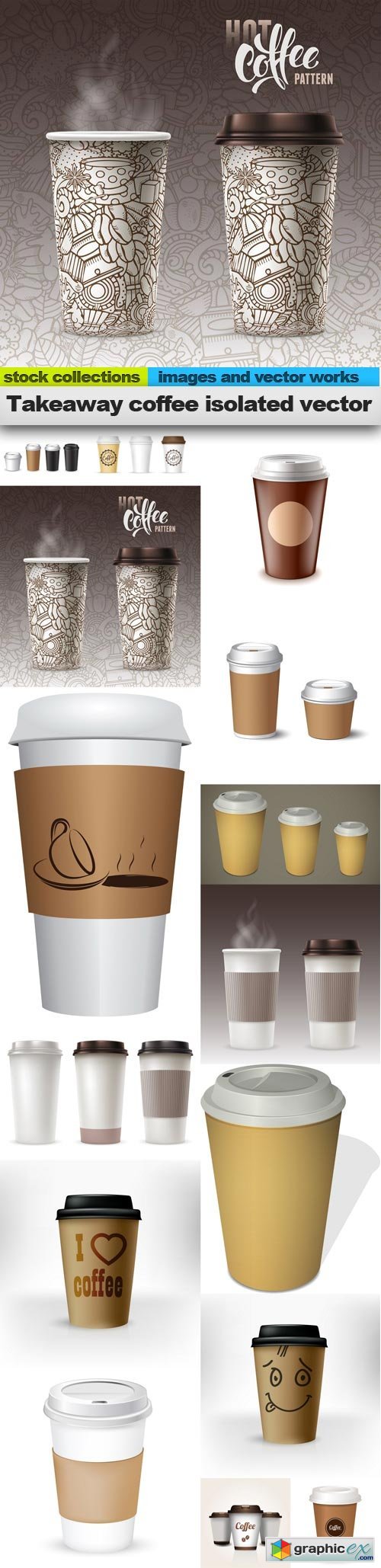 Takeaway coffee isolated vector, 15 x EPS