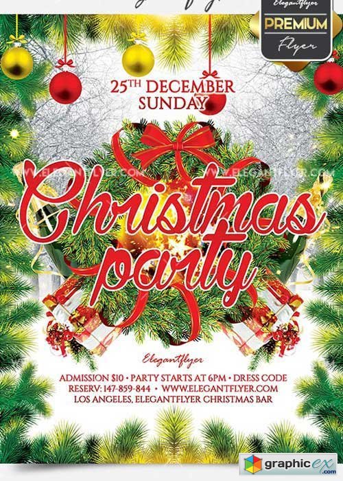 Christmas Party Flyer PSD V25 Template + Facebook Cover