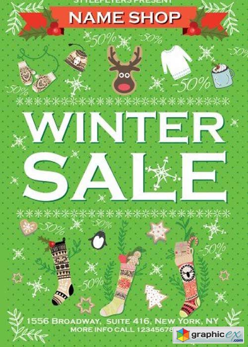 Winter Sale Flyer V5 PSD Flyer Template with Facebook Cover