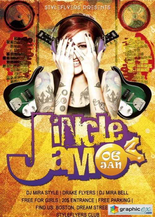 Jingle Jam Party V7 PSD Flyer Template with Facebook Cover
