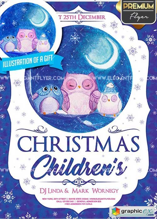 Childrens Christmas V02 Flyer PSD Template + Facebook Cover