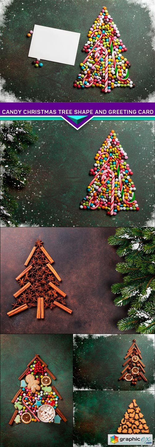 Candy christmas tree shape and greeting card 6X JPEG