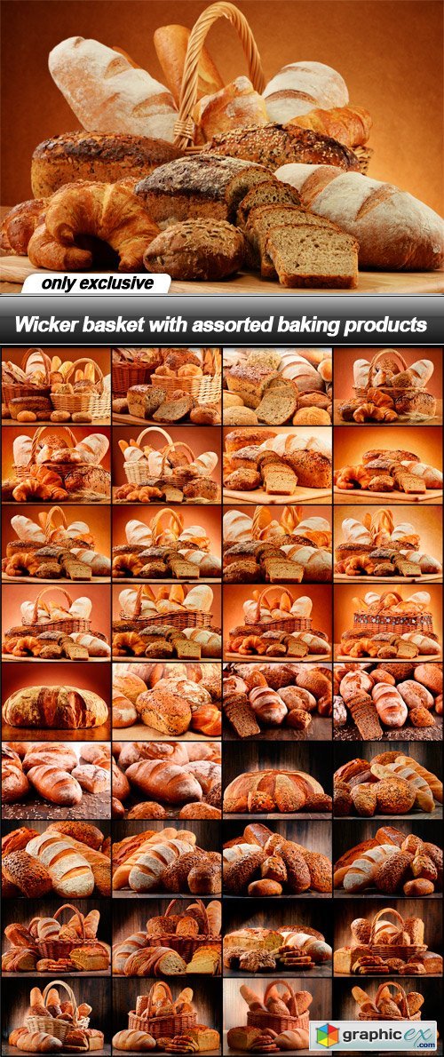 Wicker basket with assorted baking products - 36 UHQ JPEG
