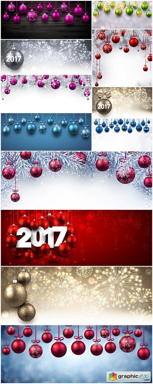 2017 New Year background with fireworks 12X EPS
