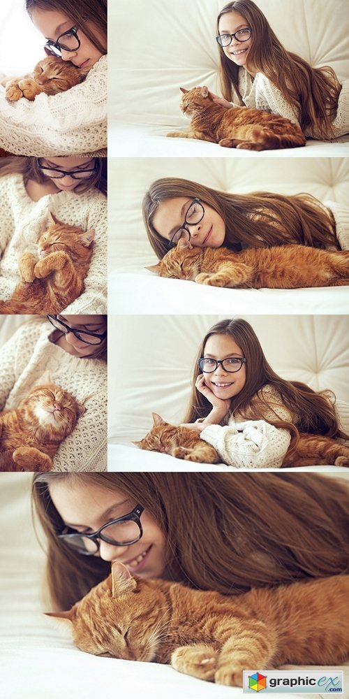 Girl and Cat sleeping