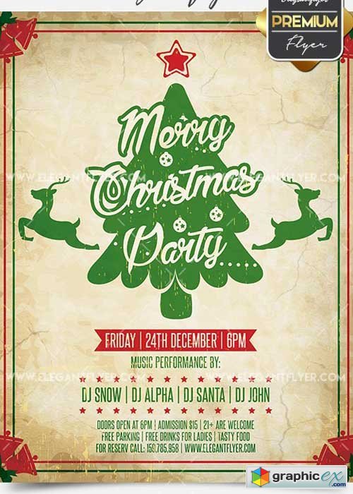 Merry Christmas Party V14 Flyer PSD Template + Facebook Cover