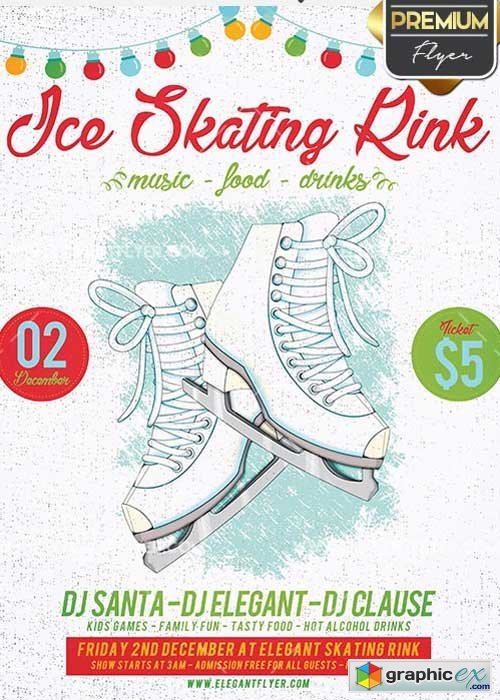 Ice Skating Rink V2 Flyer PSD Template + Facebook Cover