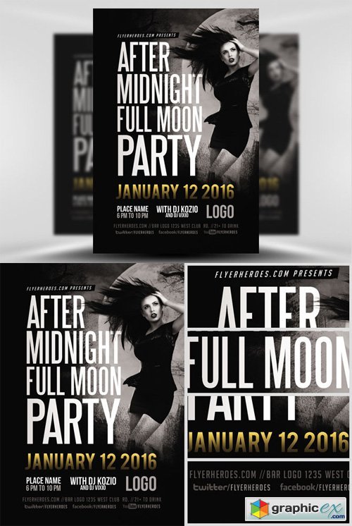 After Midnight Full Moon Flyer Template