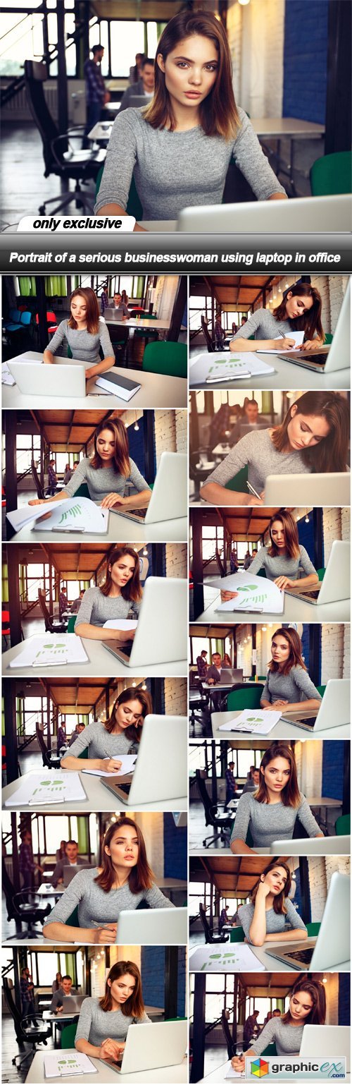Portrait of a serious businesswoman using laptop in office - 13 UHQ JPEG
