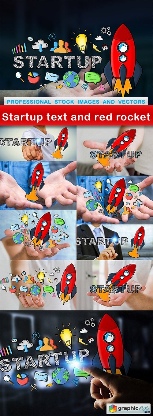 Startup text and red rocket - 10 UHQ JPEG