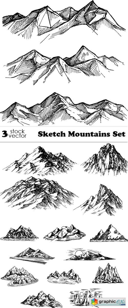 Sketch Mountains Set » Free Download Vector Stock Image Photoshop Icon