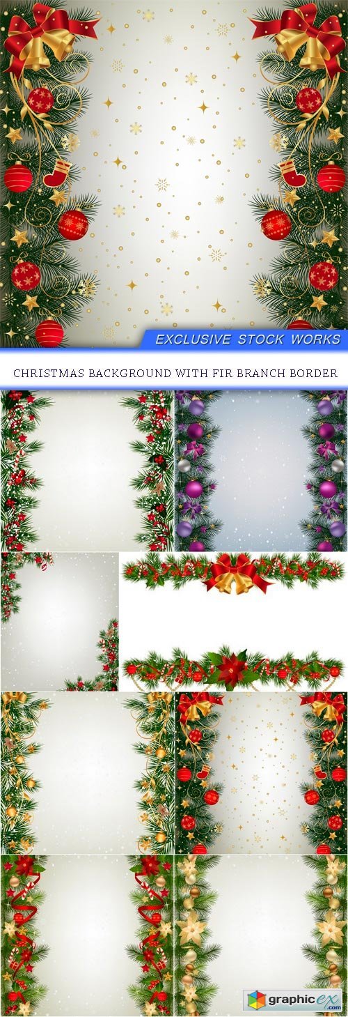 Christmas background with fir branch border 8x eps