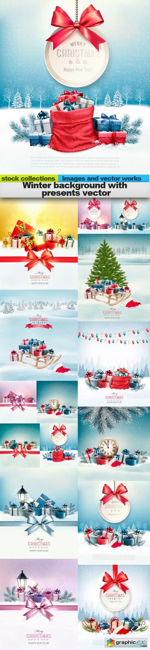 Winter background with presents vector, 15 x EPS
