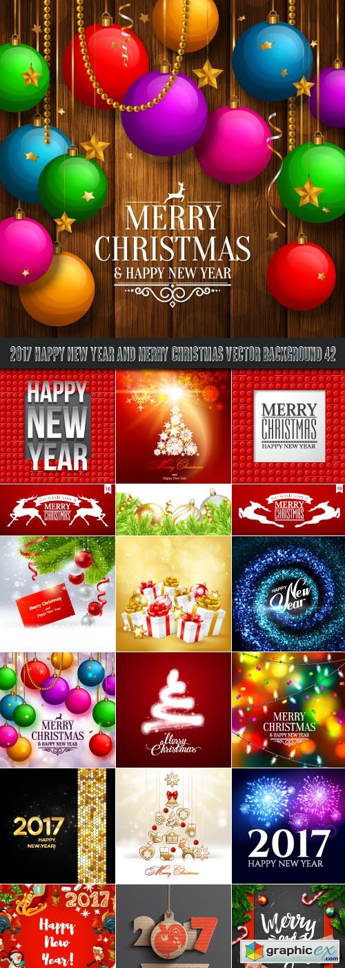 2017 Happy New Year and Merry Christmas vector background 42