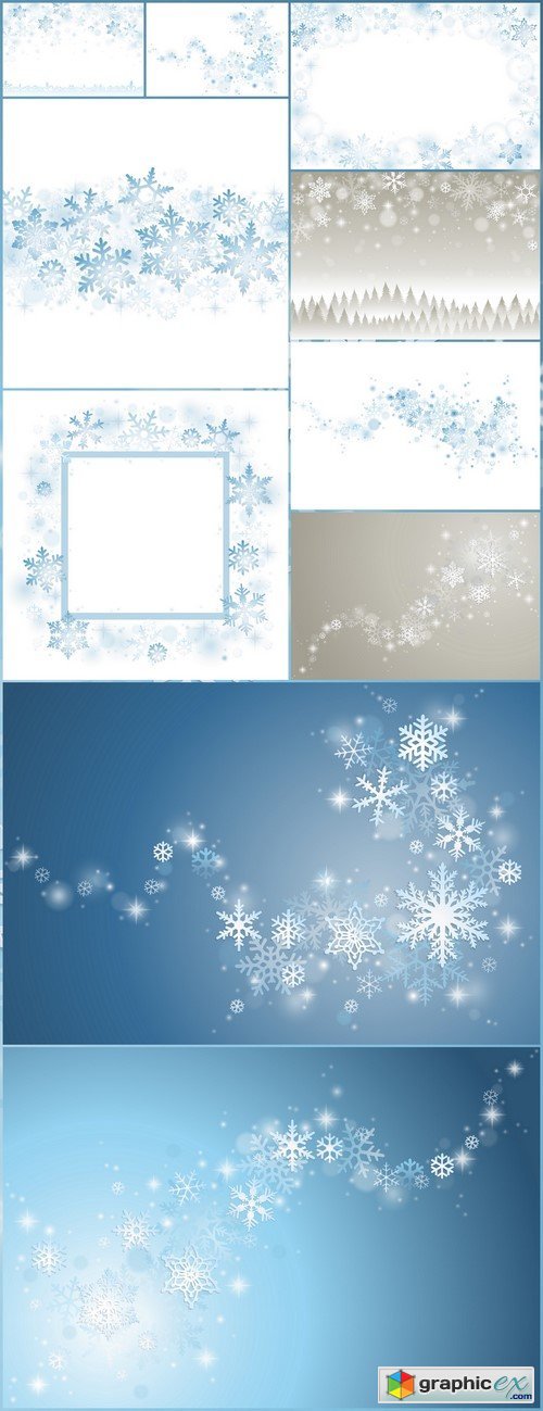 Snowflakes winter background 10X EPS
