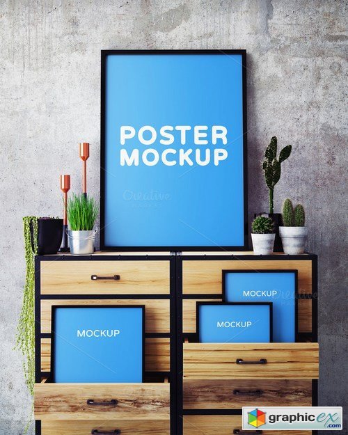 Poster Frame Mockup on Dresser