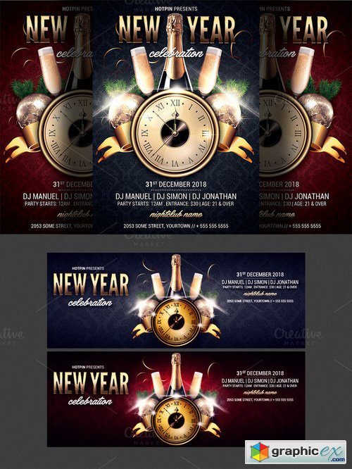 New Year Party Flyer Template 1079850