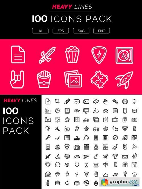 Heavy Lines  100 Icons Pack