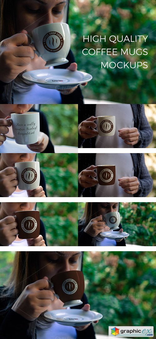 Models with Coffee Mugs Mockups Pack