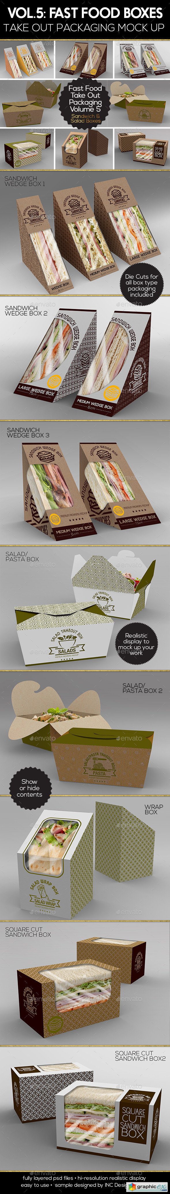 Fast Food Boxes Vol.5:Take Out Packaging Mock Ups