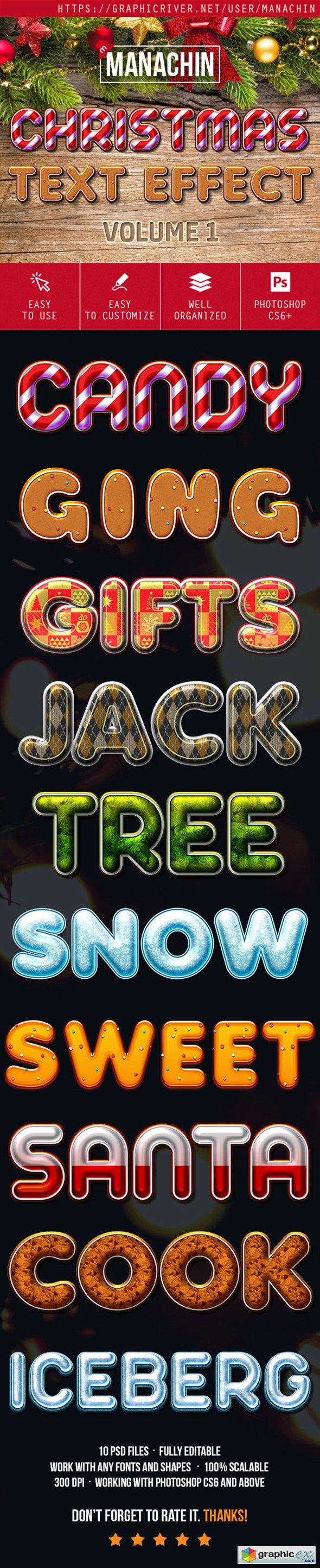 One Click Premium Christmas Text Effects Vol1