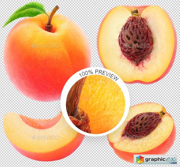 Collection of Isolated Peaches