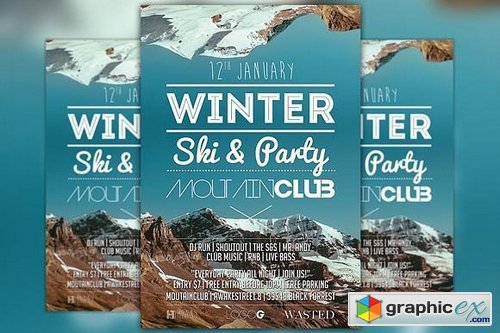 Winter Ski Party Flyer Template
