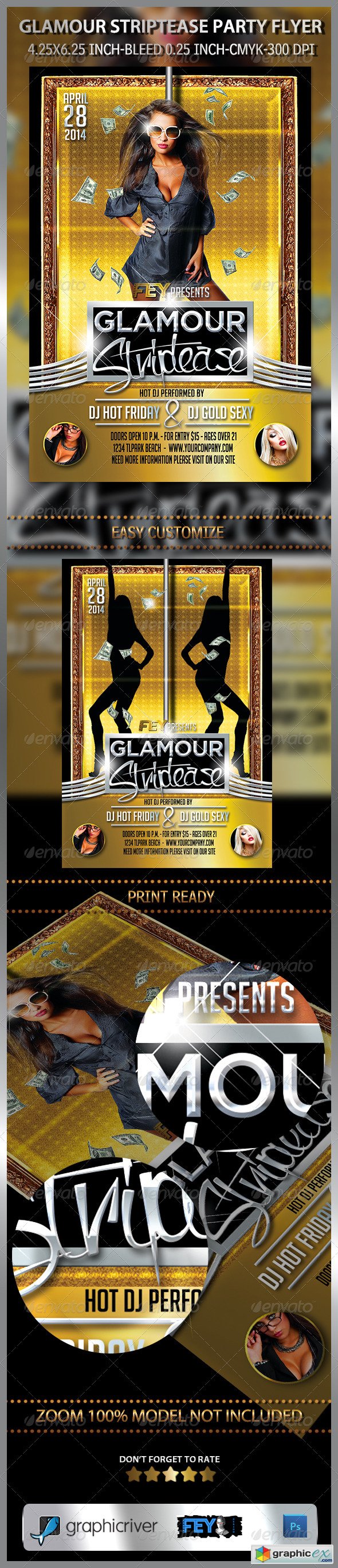 Glamour Striptease Party Flyer