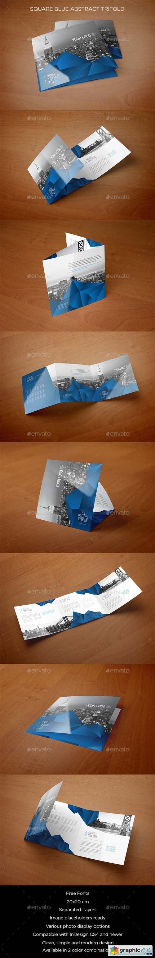 Square Blue Abstract Trifold