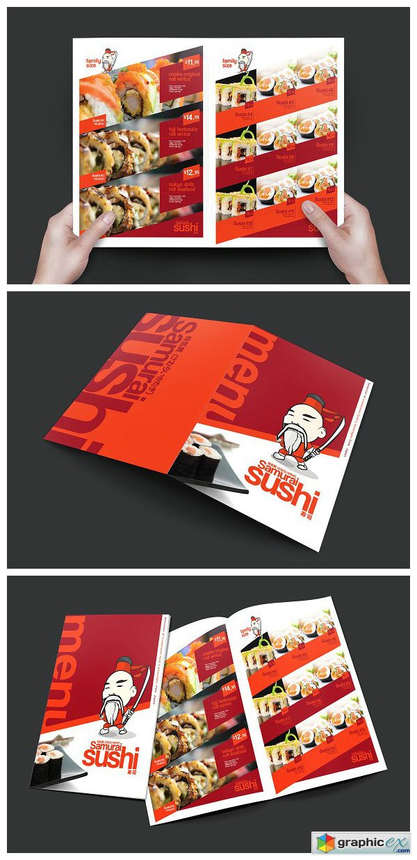 Folding A3 Sushi Menu Template