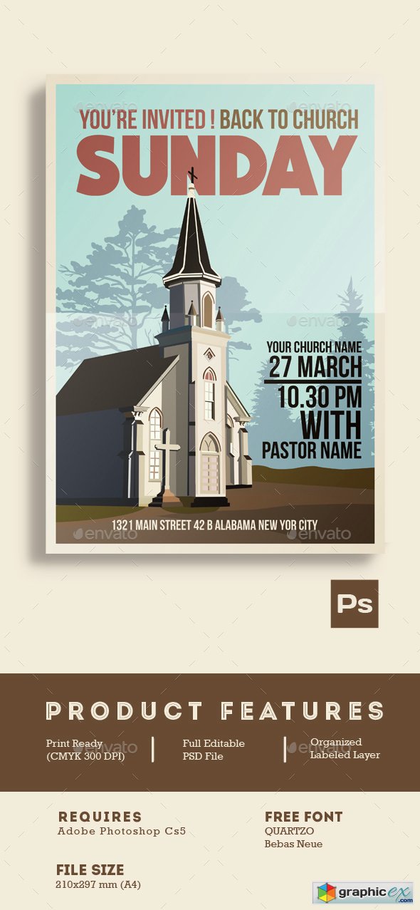 Church Event Flyer Poster » Free Download Vector Stock Image Photoshop Icon