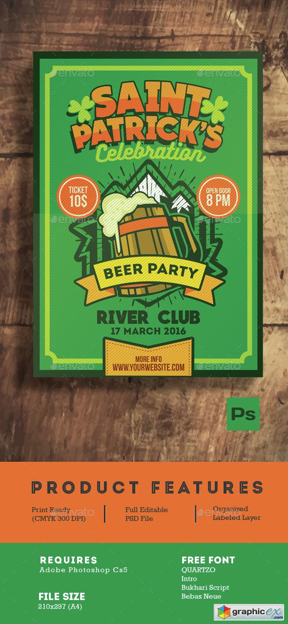 Saint Patrick's Beer Party Poster Flyer