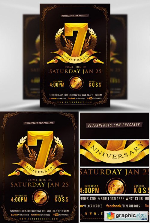 Business Anniversary Flyer Template » Free Download Vector Stock Image