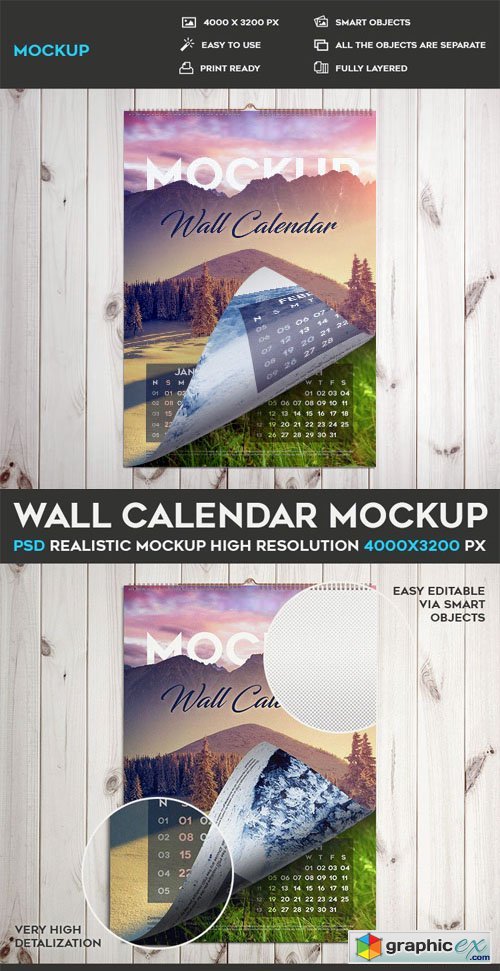 Wall Calendar PSD Mockup