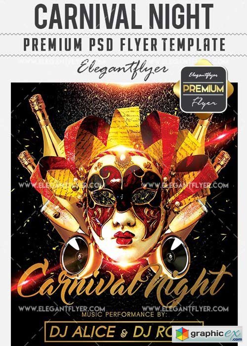 Carnival Night Flyer PSD V12 Template + Facebook Cover