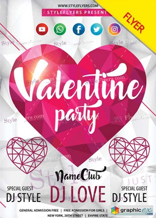 Valentine Party PSD V14 Flyer Template