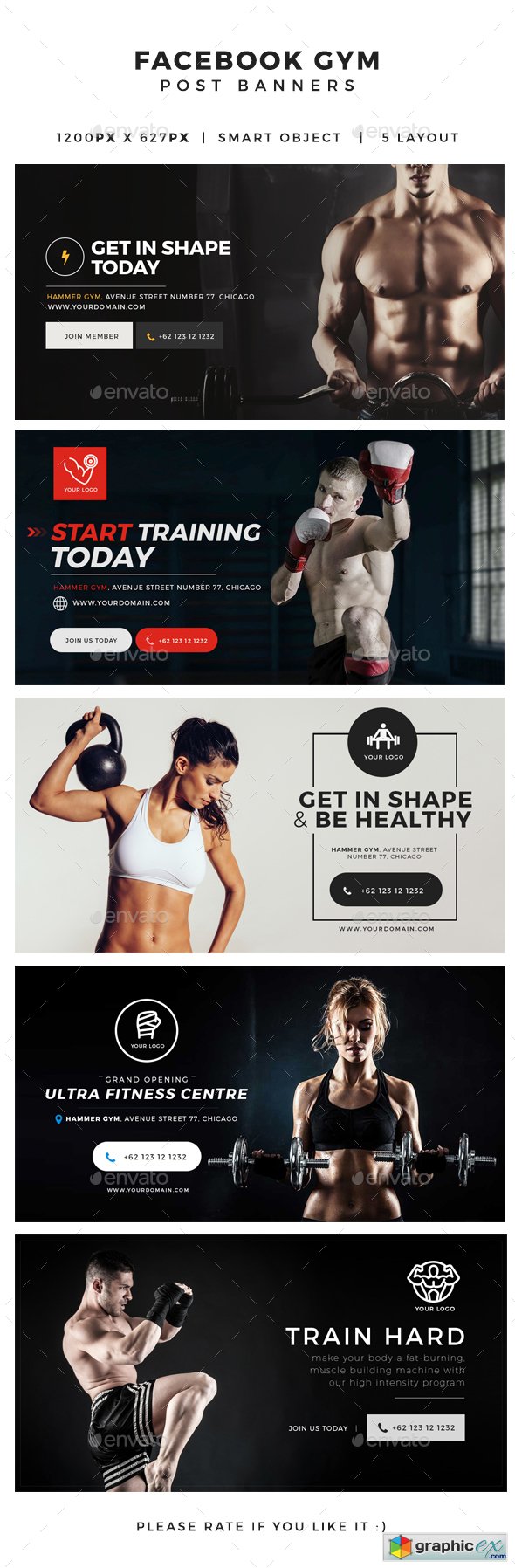 Gym & Fitness Facebook Post Banners