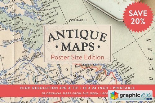 *NEW* 20% OFF Antique Maps 18x24in