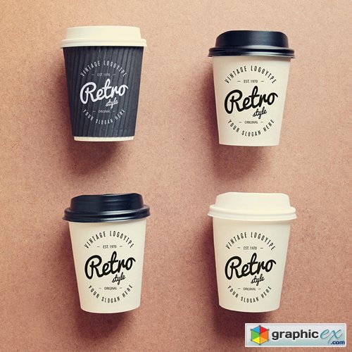 Coffee Cup Mockup in Retro Style